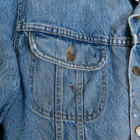 Vintage Lee Storm Rider Denim Jacket Blanket Lined Corduroy Collar - Picture 5 of 14